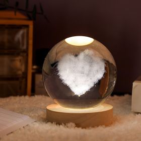 1pc Creative Crystal Ball Decoration; Desktop Night Light; Bedroom Night Light Valentine's Day Gifts Birthday Gifts - 8cm Love Cloud