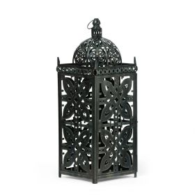 Noble House Parkman Iron Large Handcrafted Decorative Lantern, Black Patina - Noble House