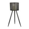 Decmode Large Round Pierced Black Metal Lantern Candle Holder with Tripod Base & Quatrefoil Pattern, 8' x 31' - DecMode