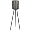 Decmode Large Round Pierced Black Metal Lantern Candle Holder with Tripod Base & Quatrefoil Pattern, 8' x 32' - DecMode