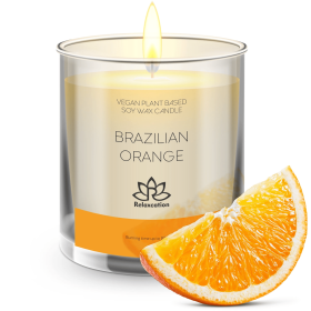 Soy Wax Candle in Glass Jar Brazilian Orange Pie Scented Candle Clean Burn up to 80 Hours Handmade in USA Natural and Safe by Relaxcation 10 oz - RELA