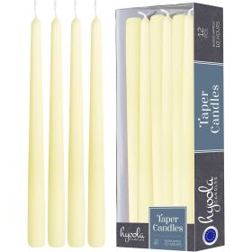 Hyoola 12" Ivory Dripless European Made Taper Candles, Unscented Paraffin Wax with Cotton Wicks, 12-Pack - Hyoola