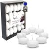 Hyoola 1.75 inch Round Unscented White European Made Floating Candles, Paraffin Wax with Cotton Wicks, 20-Pack - Hyoola