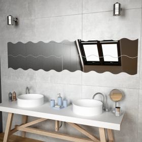 Wall Mirrors 4 pcs 39.4"x9.1" Wave Glass - 327465