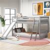 Bunk Bed with Convertible Slide and Ladder, Gray - as picture