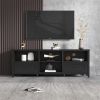 70.08 Inch Length Black TV Stand for Living Room and Bedroom, with 2 Drawers and 4 High-Capacity Storage Compartment. - as picture