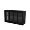 Kitchen Storage Stand Cupboard With Glass Door-Black - as picture