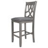 Farmhouse 2 Piece Padded Round Counter Height Kitchen Dining Chairs with Cross Back for Small Places, Gray - as picture