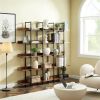 [VIDEO] 5 Tier Bookcase Home Office Open Bookshelf, Vintage Industrial Style Shelf with Metal Frame, MDF Board - as picture