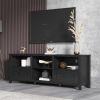 70.08 Inch Length Black TV Stand for Living Room and Bedroom, with 2 Drawers and 4 High-Capacity Storage Compartment. - as picture