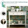 Console Table Traditional Design with Two Drawers and Bottom Shelf (Ivory White) - as picture