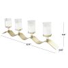 The Novogratz 4-Slot Gold Stainless Steel Metal 4 Candle Hurricane Lamp with Wavy Base - The Novogratz