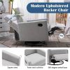 Modern Upholstered Rocker Nursery Chair Plush Seating Glider Swivel Recliner Chair, Gray - as picture