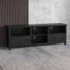 70.08 Inch Length Black TV Stand for Living Room and Bedroom, with 2 Drawers and 4 High-Capacity Storage Compartment. - as picture