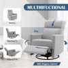 Modern Upholstered Rocker Nursery Chair Plush Seating Glider Swivel Recliner Chair, Gray - as picture