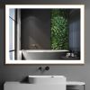 Rectangular Single Aluminum Framed Anti-Fog LED Light Wall Bathroom Vanity Mirror - 48*36 - Gold