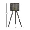 Decmode Large Round Pierced Black Metal Lantern Candle Holder with Tripod Base & Quatrefoil Pattern, 8' x 31' - DecMode