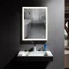 Rectangular Single Aluminum Framed Anti-Fog LED Light Wall Bathroom Vanity Mirror - 28*36 - Gold