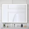 Rectangular Single Aluminum Framed Anti-Fog LED Light Wall Bathroom Vanity Mirror - 48*36 - Matte Black