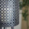 Decmode Large Round Pierced Black Metal Lantern Candle Holder with Tripod Base & Quatrefoil Pattern, 8' x 32' - DecMode