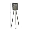 Decmode Large Round Pierced Black Metal Lantern Candle Holder with Tripod Base & Quatrefoil Pattern, 8' x 32' - DecMode