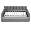 Full Size Upholstered daybed with Trundle and Wood Slat Support, Gray - as picture