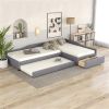 Upholstered Double Twin Size Daybed with Trundle and Drawer, Gray - as picture