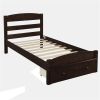 Platform Twin Bed Frame with Storage Drawer and Wood Slat Support No Box Spring Needed, Espresso - as picture