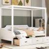 Twin Size Wooden Canopy Daybed with 3 in 1 Storage Drawers,White - as picture