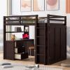 Full size Loft Bed with Drawers,Desk,and Wardrobe-Espresso - as picture