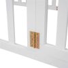 Twin Size Wood Floor Bed Frame with Fence and Door, White - as picture