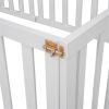 Twin Size Wood Floor Bed Frame with Fence and Door, White - as picture