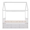 Full size Wooden House Bed with Trundle and 3 Storage Drawers-White - as picture
