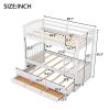 Wood Bunk Bed with Trundle and Drawers,White - as picture