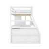 Twin Size Loft Bed with 7 Drawers 2 Shelves and Desk - White - as picture
