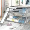 Full over Full Bunk Bed with Convertible Slide and Ladder, Gray - as picture
