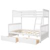 Twin-Over-Full Bunk Bed with Ladders and Two Storage Drawers (White) - as picture