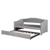 Upholstered Daybed Sofa Bed Twin Size With Trundle Bed and Wood Slat ,Gray - as picture