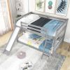 Full over Full Bunk Bed with Convertible Slide and Ladder, Gray - as picture