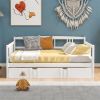 Full Size Daybed Wood Bed with Twin Size Trundle,White - as picture