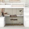 Twin Size Loft Bed with 7 Drawers 2 Shelves and Desk - White - as picture