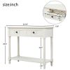 Console Table Traditional Design with Two Drawers and Bottom Shelf (Ivory White) - as picture