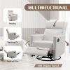 Modern Upholstered Rocker Nursery Chair Plush Seating Glider Swivel Recliner Chair, Beige - as picture