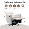 Modern Upholstered Rocker Nursery Chair Plush Seating Glider Swivel Recliner Chair, Beige - as picture