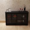 Kitchen Storage Stand Cupboard With Glass Door-Black - as picture
