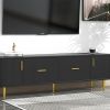 Modern TV Stand with 5 Champagne Legs - Durable, Stylish and Spacious, TVs Up to 75'' - as picture