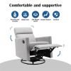Modern Upholstered Rocker Nursery Chair Plush Seating Glider Swivel Recliner Chair, Gray - as picture