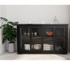 Kitchen Storage Stand Cupboard With Glass Door-Black - as picture