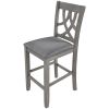 Farmhouse 2 Piece Padded Round Counter Height Kitchen Dining Chairs with Cross Back for Small Places, Gray - as picture