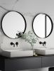 ONLY PICK UP 24" Metal Round Wall Mirror Black Bathroom Entryway Mirror - Black